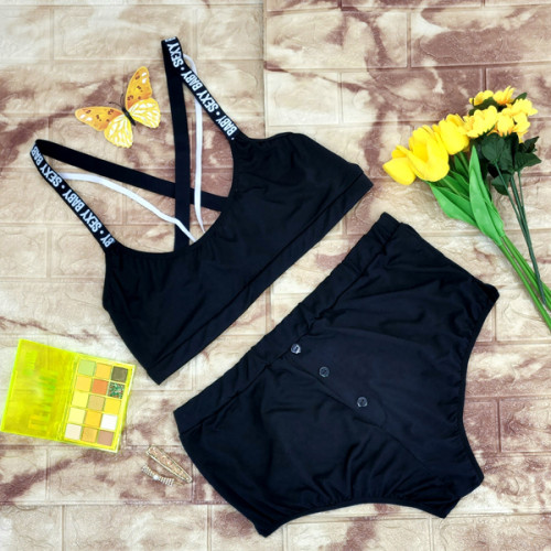 Stylish Plus Size Black Swimsuit Set Perfect for Beach Fun!