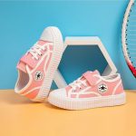 Pink Canvas Velcro Sneakers Exquisite Sole Designer Kids Footwear