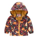 Colorful Animal Print Kids Hooded Jacket with Zipper Closure