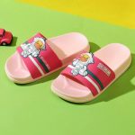 Adorable Pink Astronaut Duck Kids Slippers Anti-Slip PVC Open Style Perfect for Little Feet!