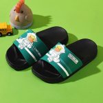 Cute Astronaut Duck PVC Kids Slippers Open Closure Animal Pattern Anti-Slip Black