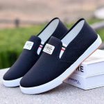 Black Almond Toe Canvas Flat Shoes Stylish Men’s Footwear with Slip Over Closure and Rubber Sole