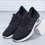 Black Canvas Sports Sneakers with Soft Rubber Sole Breathable and Stylish Footwear for Men