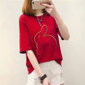 Rabbit Print Baggy T-Shirt Fun and Fashionable Casual Wear