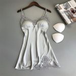 Elegant Lace Gray Satin Nightwear Sensual Slim Fit Lingerie for a Romantic Night