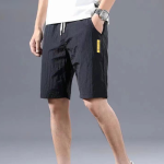 Stylish Black Polyester Men’s Elastic Waist Shorts Comfortable and Versatile for Any Occasion!