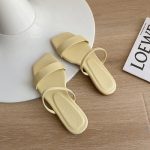 Yellow Synthetic Leather Cross Strappy Flat Slippers Women’s Fashion Casual Summer Wear