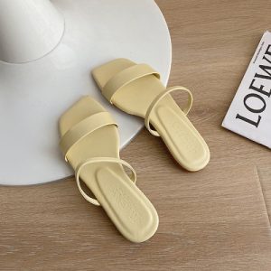 Yellow Synthetic Leather Cross Strappy Flat Slippers Women's Fashion Casual Summer Wear