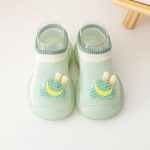 Cartoon Design Kids Green Fabric Shoes Newborn Fashion for Girls & Boys Soft & Breathable Casual Footwear