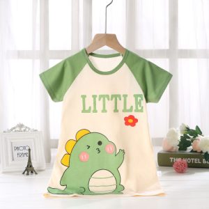 Adorable Printed Terylene Round Neck T-Shirt for Girls Gray