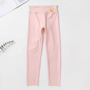 Stretchy Pink Leggings Perfect for Girls' Sporty Summer Style! High Waist Soft Cotton Blend Elastic Closure Ultimate Comfort and Fashion!