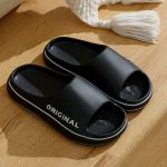 Black Beach Slides Non-Slip Open Toe Men’s Slippers with Thick Sole Lightweight Cozy and Fashionable Footwear