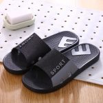 Hollow Design Sporty Men’s Slippers Comfortable Non-Slip and Stylish Summer Indoor Slide-on Slippers in Black Color