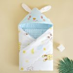 Adorable Rabbit Design Baby Quilt Soft & Cozy Cotton Blanket for Newborns. Perfect Swaddle Wrap for Kids 90 x 90cm