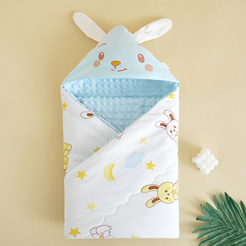 Adorable Rabbit Design Baby Quilt Soft & Cozy Cotton Blanket for Newborns. Perfect Swaddle Wrap for Kids 90 x 90cm