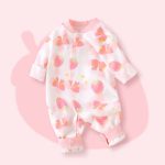 Pretty in Pink Floral Printed Cotton Jumpsuit with Button Front Closure Comfy and Adorable Sleepwear for Kids