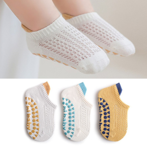 Fun & Functional Kids’ Cotton Blend Socks Non-Slip Breathable Multi-Color & Letter Pattern Set of 5 Pairs for Ages 0-5!