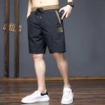 Black Elastic Waist String Closure Men’s Sports Shorts Comfortable Breathable and Stylish Gym Wear with Two Pockets