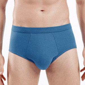 Blue Cotton Blend Ribbed Elastic Waist Men's Underwear Comfortable & Versatile All-Season Innerwear for Men & Boys