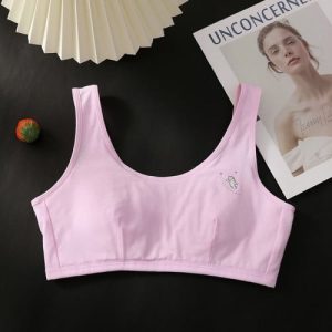 Teen Girls Slim Fit Cotton Elastic Bra Pink Shoulder Strap Fitness & Fashion Pushup Sports Bra for 9-13 Years