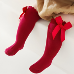 Adorable Red Bow Knee High Socks for Girls Comfortable Cotton Blend Perfect for Infants Toddlers and Kids!