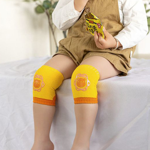 Kids’ Yellow Cartoon Baby Crawling Knee Pads Soft Cotton Blend Material Protect Your Little One’s Knees!