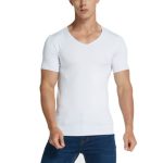 Stay Stylish and Cool with our White V-Neck Men’s Vest Slim Fit Breathable and Comfortable Polyester Tank Top Shirt!