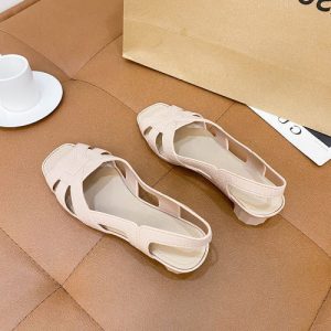 Summer Chic Apricot Strappy Sandals Stylish Comfortable and Low Heeled. Perfect for Casual Wear and Open Toe Fashion.