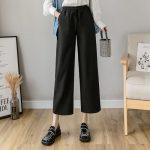 Comfort Chic Wide-Leg Polyester Trouser Soft High-Waisted 2 Pockets Perfect Casual Bottoms for Women