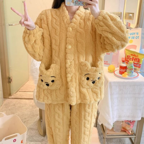 Cute and Cozy Cartoon Pajama Set Perfect for a Stylish Nightwear Look! Stay Warm and Comfortable in this Flannel Winter Wear Suit. Premium Quality Long Sleeves Button Closure.