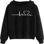 Cozy up with our Women’s Heart Print Hoodie Sweatshirt Comfortable Long Sleeved and Perfect for Autumn/Winter!