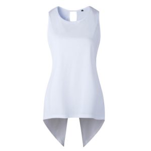 Irresistible White Party Blouse Cross Back Decorative Casual Sleeveless Polyester Round Neck Tops & Blouse