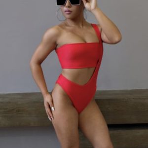 Slim Red Valentine Bikini Beach-ready elegance for women Made from polyester this solid color swimsuit adds a touch of romance to your summer look