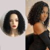 16 Inch Kinky Curly Women Hair Wigs High-Quality Bob Synthetic Fiber Front Lace Adjustable Easy Wear Natural Looking Afro Stylish Girls Wig Ladies Fashion Glueless Inner Cap