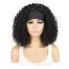 16 Inch Kinky Deep Curly Hair Band Women Wigs Ice Silk High-Quality Synthetic Fiber Adjustable Easy Wear Ladies Fashion Inner Cap Natural Looking Afro Stylish Girls Wig