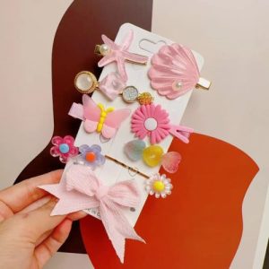 Stylish High Quality Hair Catcher Clip Pretty in Pink Floral Shell Star Fish Bow Stars Design Perfect for Women!